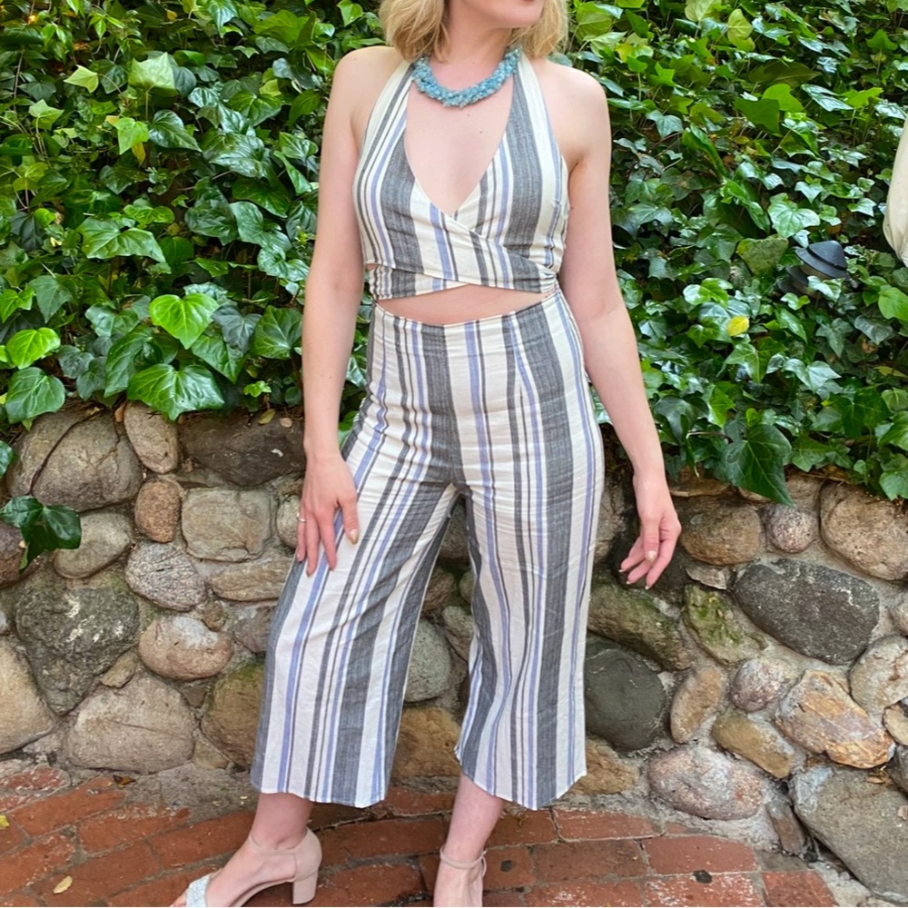 Blue x White Linen Blend Outfit